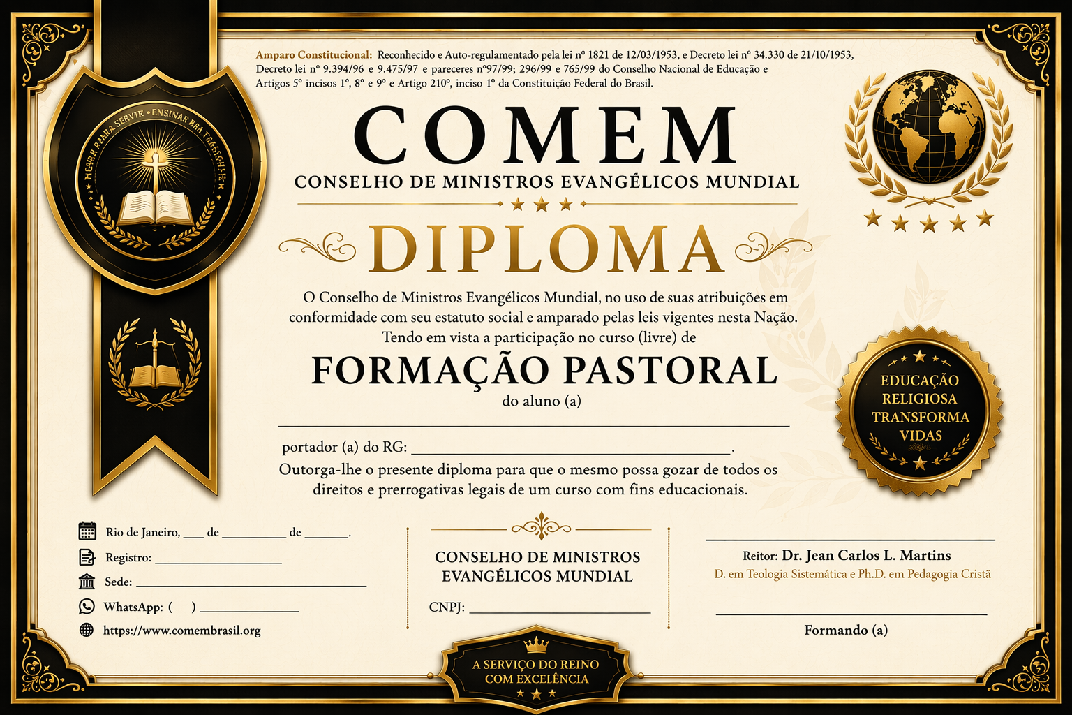 Certificado Formação Pastoral COMEM Brasil