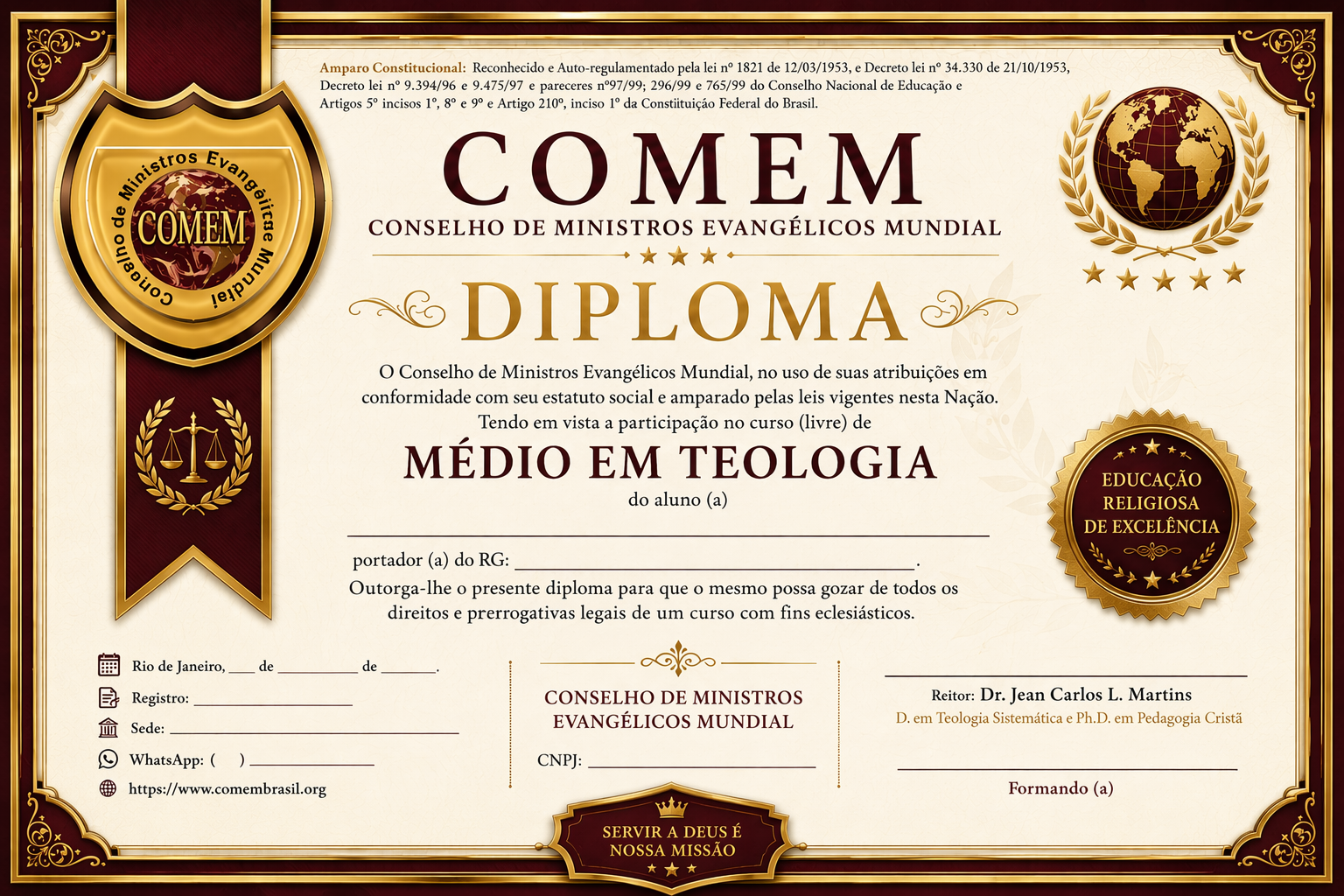 Certificado Médio em Teologia COMEM Brasil